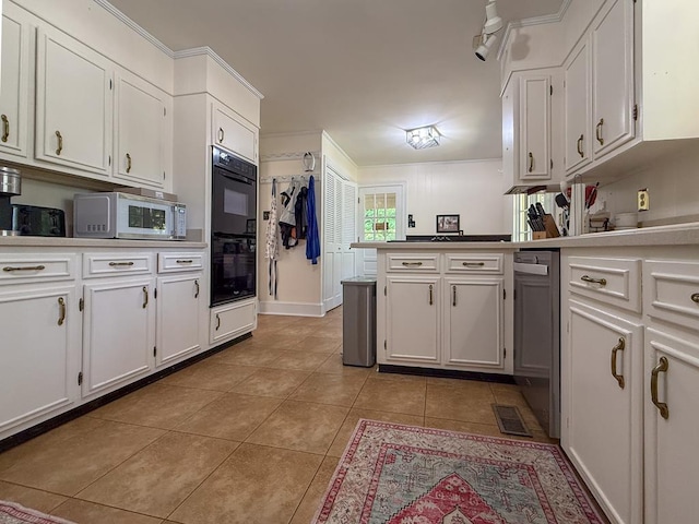 35197 Hillsborough Dr, Belle Haven, VA 23306 - kitchen featuring dishwasher, white cabinets, light tile patterned floors, and ornamental molding