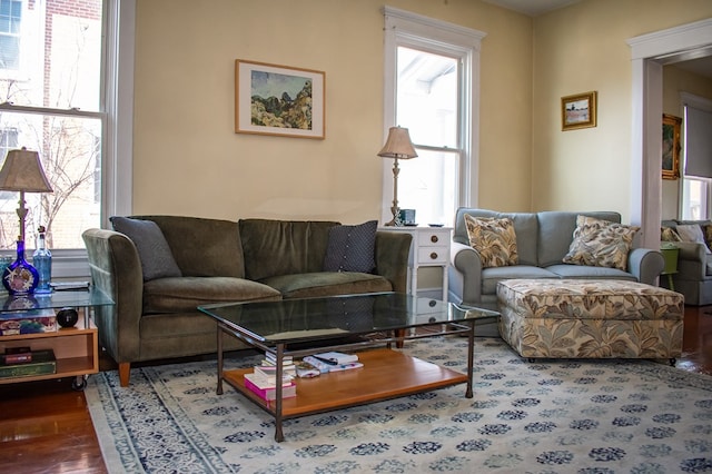 living area with wood finished floors