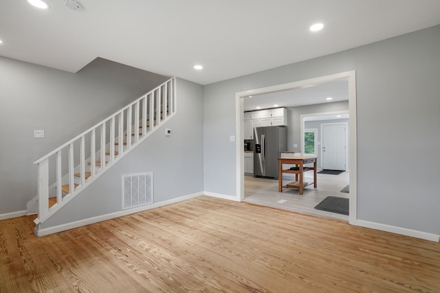 interior space with light hardwood / wood-style floors