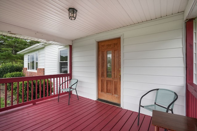 wooden terrace with covered porch