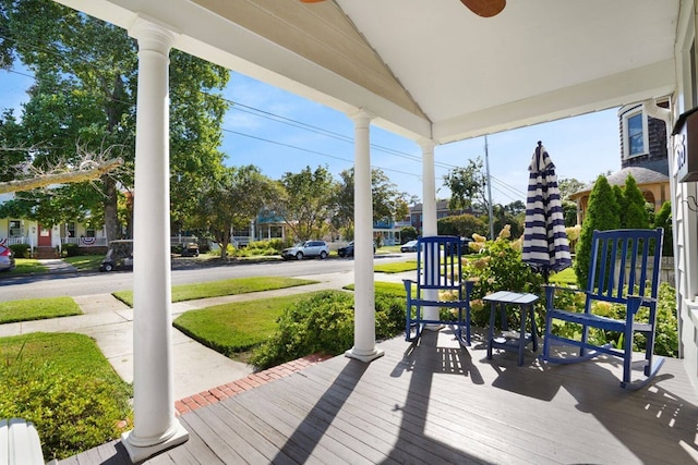 deck featuring covered porch