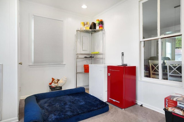 bedroom with ornamental molding