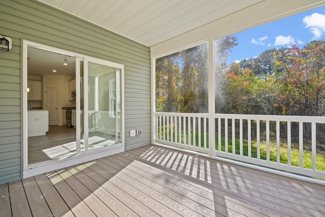 view of unfurnished sunroom