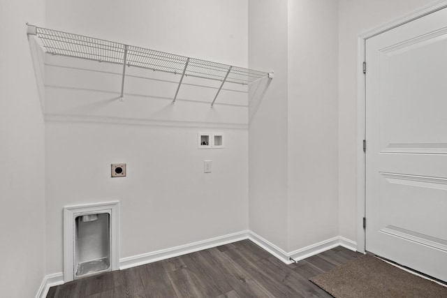 laundry room featuring hookup for a washing machine, dark hardwood / wood-style flooring, and electric dryer hookup