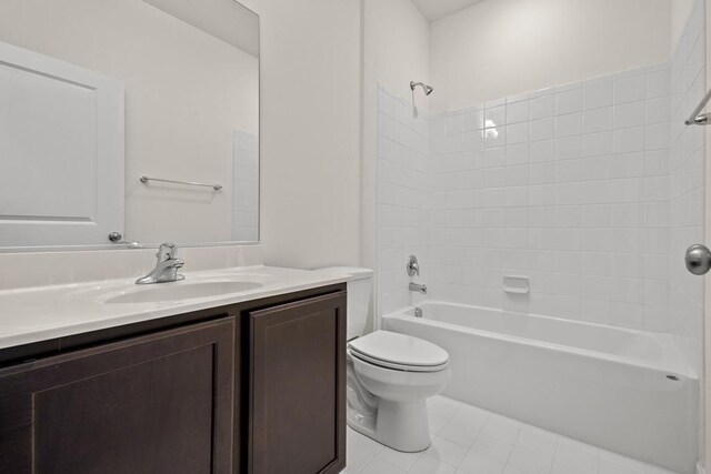 full bathroom with tile patterned flooring, vanity, toilet, and shower / bath combination