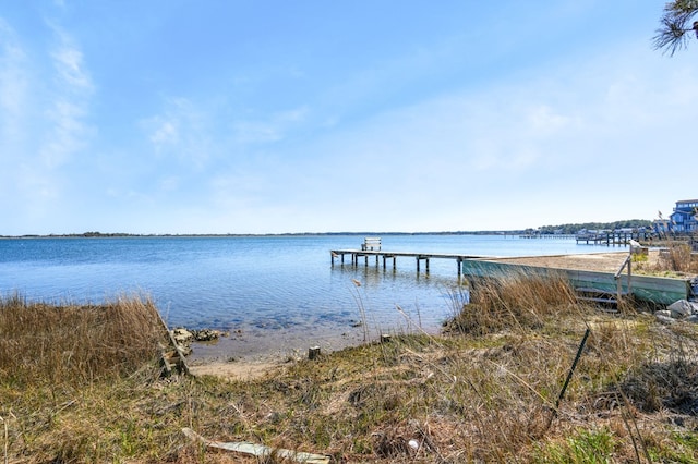 view of dock featuring a water view