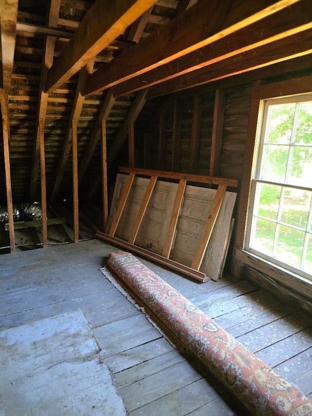 view of unfinished attic