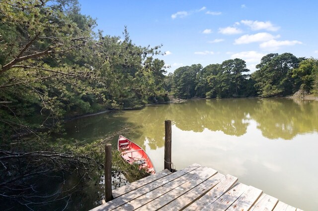 view of dock featuring a water view