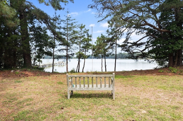 view of yard with a water view