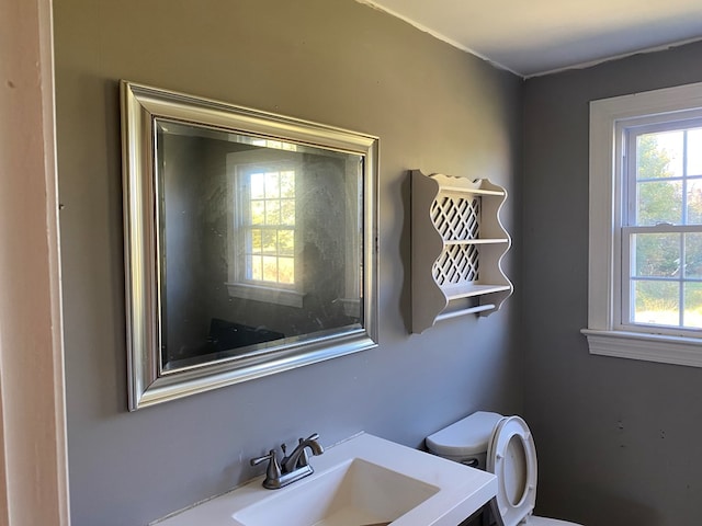 bathroom with vanity and toilet