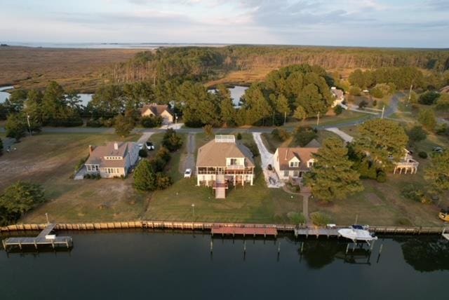 20444 Baldpate Ln, Onancock, VA 23417 - aerial overview of property's location featuring a large body of water and a heavily wooded area