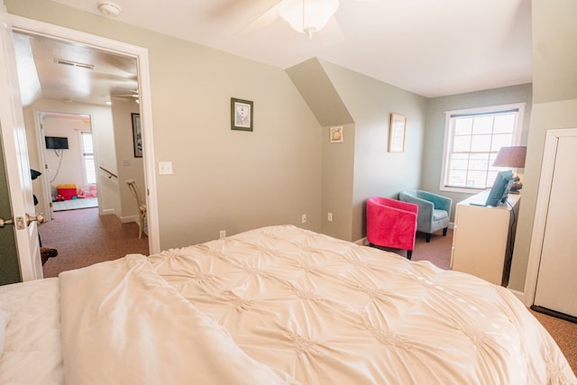 carpeted bedroom with a ceiling fan