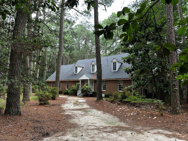 7086 Long Point Rd, Exmore, VA 23350 - new england style home featuring brick siding, roof with shingles, and dirt driveway