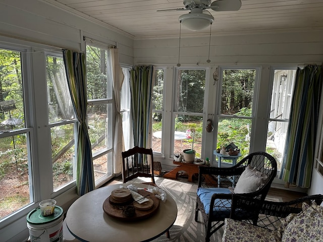 7086 Long Point Rd, Exmore, VA 23350 - sunroom featuring ornamental molding, healthy amount of natural light, and wood ceiling