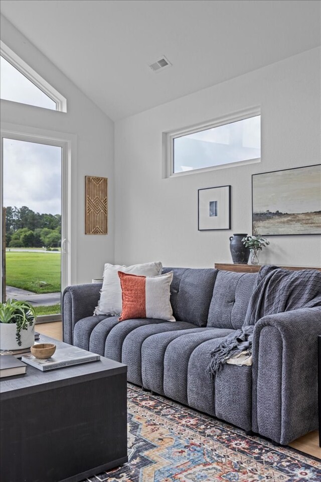 22231 Verlinda Lndg S, Cape Charles, VA 23310 - living room featuring vaulted ceiling