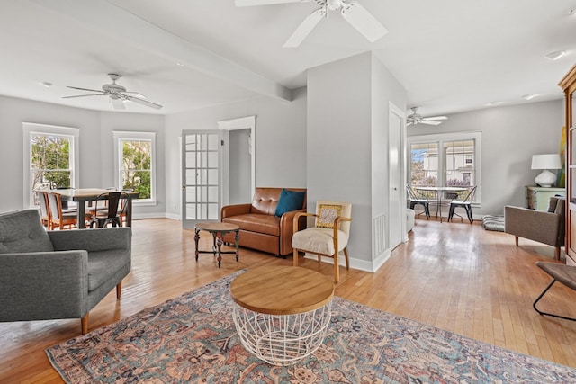 4282 Main St, Chincoteague, VA 23336 - living room featuring ceiling fan and hardwood / wood-style flooring