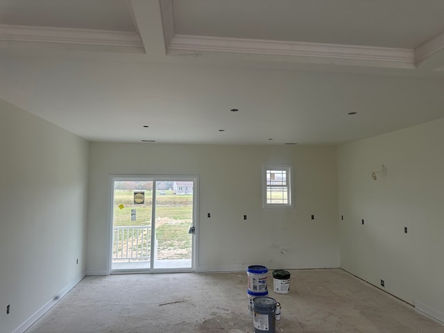 unfurnished room with crown molding and plenty of natural light