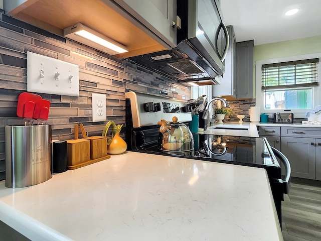 kitchen featuring gray cabinetry