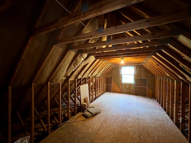 view of unfinished attic