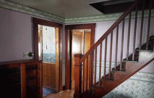 foyer entrance featuring hardwood / wood-style floors