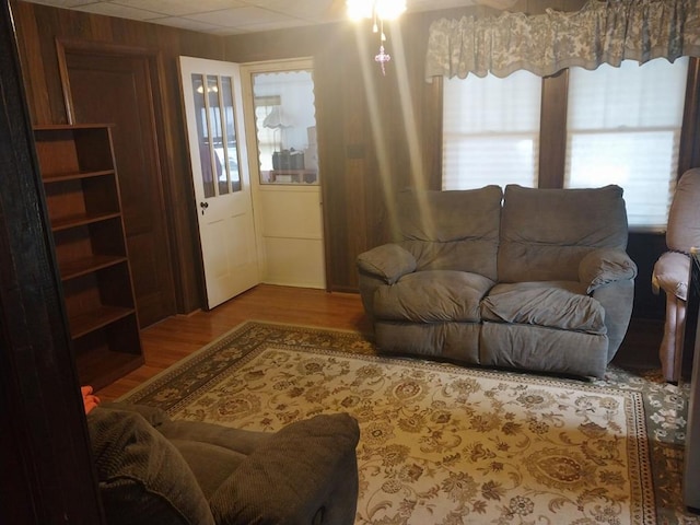 living room with hardwood / wood-style flooring