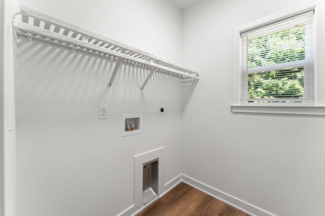 22199 Verlinda Lndg S, Cape Charles, VA 23310 - washroom featuring electric dryer hookup, dark wood-style flooring, and hookup for a washing machine