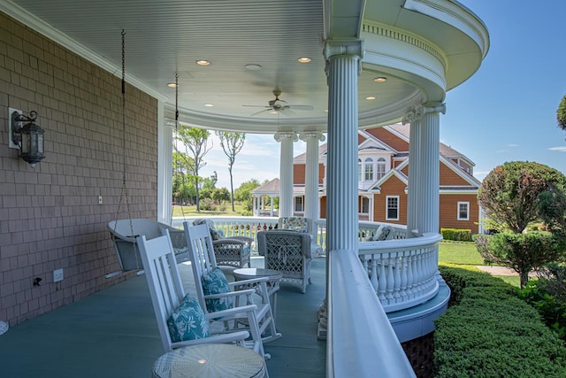 view of patio / terrace featuring a ceiling fan