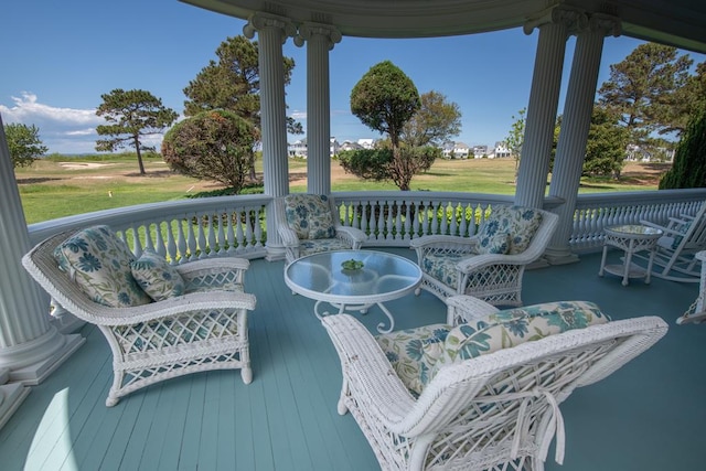 deck with covered porch