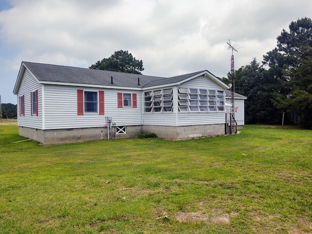 30007 Kilmon Ln, Hacksneck, VA 23358 - rear view of property featuring crawl space, a lawn, and roof with shingles