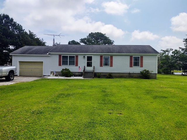 30007 Kilmon Ln, Hacksneck, VA 23358 - view of front facade featuring a garage, a front yard, and driveway