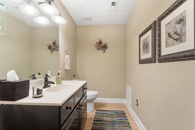 bathroom with tile patterned flooring, vanity, and toilet