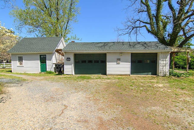 view of detached garage