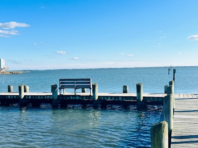 dock area featuring a water view