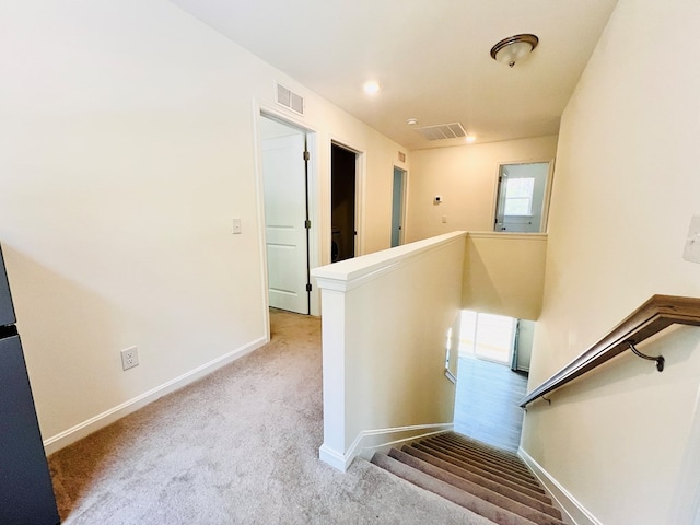 stairs with carpet floors