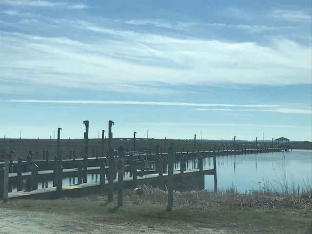 dock area featuring a water view