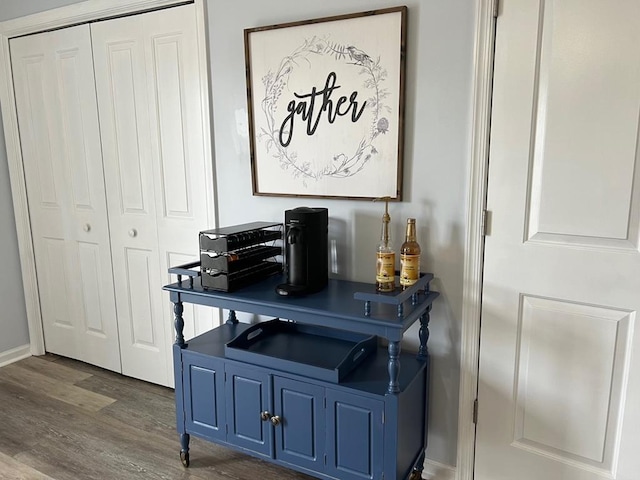 office space featuring dark hardwood / wood-style floors