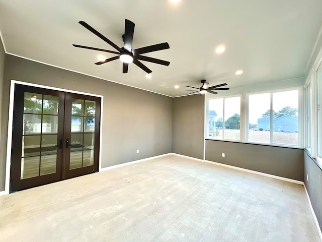 3102 Cutter Ct, Greenbackville, VA 23356 - spare room featuring plenty of natural light, recessed lighting, french doors, and a ceiling fan