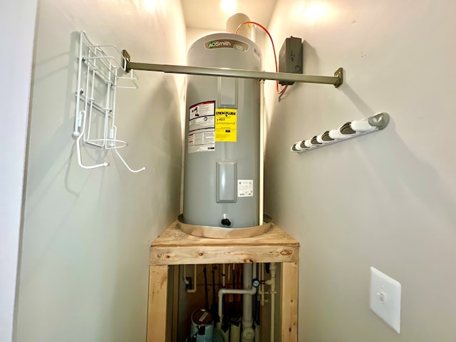 utility room with water heater