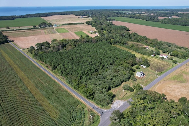 aerial view with a rural view and a water view