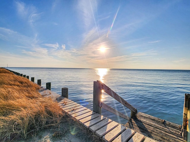 view of dock featuring a water view