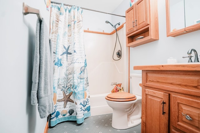 8045 Hickman Farm Ln, Wallops Island, VA 23337 - full bath featuring toilet, tile patterned floors, shower / bath combo, and vanity