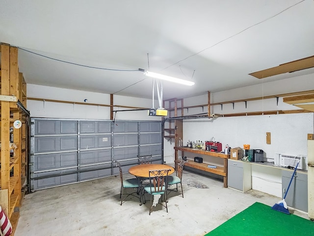 garage with a garage door opener