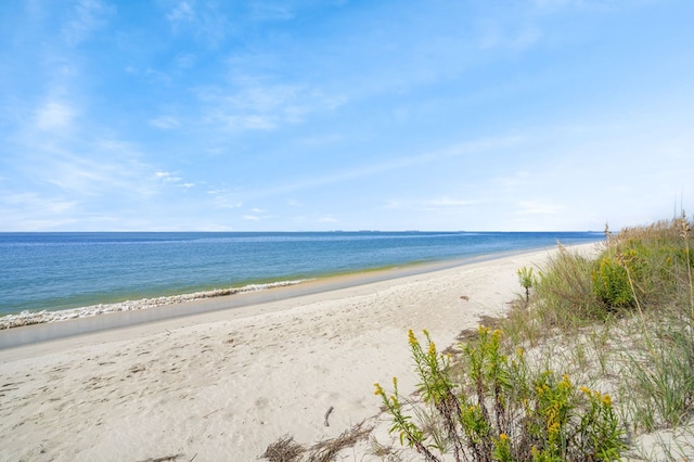 property view of water featuring a view of the beach