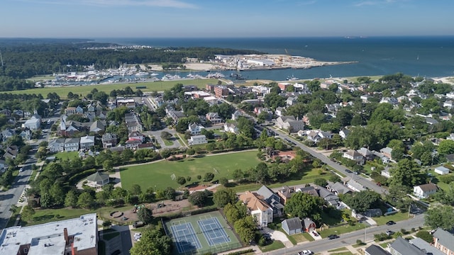 614 Strawberry St, Cape Charles, VA 23310 - aerial view of property and surrounding area featuring a large body of water and nearby suburban area