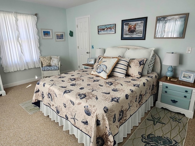 carpeted bedroom with multiple windows