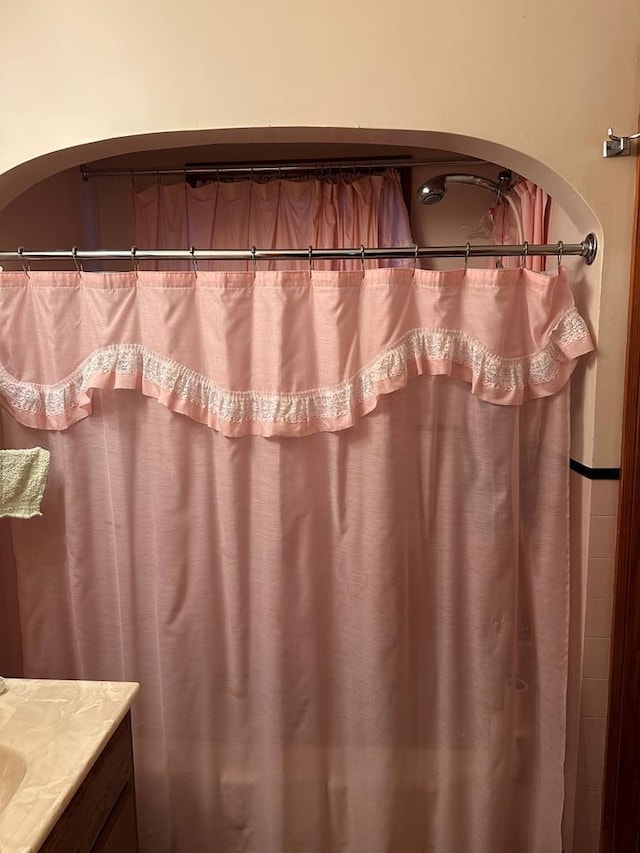 3533 Ridge Rd, Chincoteague, VA 23336 - full bath featuring vanity and a shower with curtain
