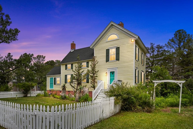 14457 Broadway Rd, Onancock, VA 23417 - traditional-style home featuring a chimney