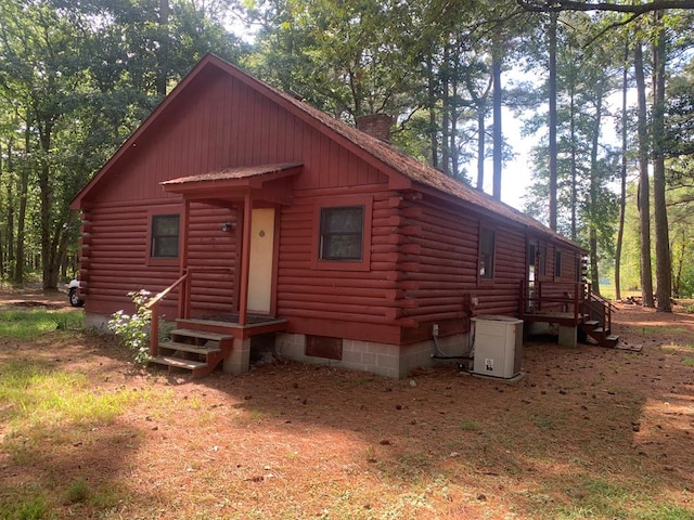 view of log home