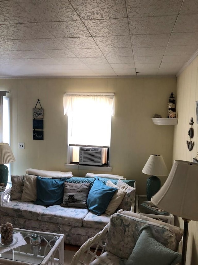 2561 Captains Corridor, Greenbackville, VA 23356 - living room with healthy amount of natural light, cooling unit, and crown molding