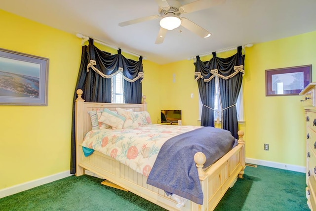 6180 Marsh Island Dr, Chincoteague, VA 23336 - bedroom with carpet flooring, baseboards, and ceiling fan